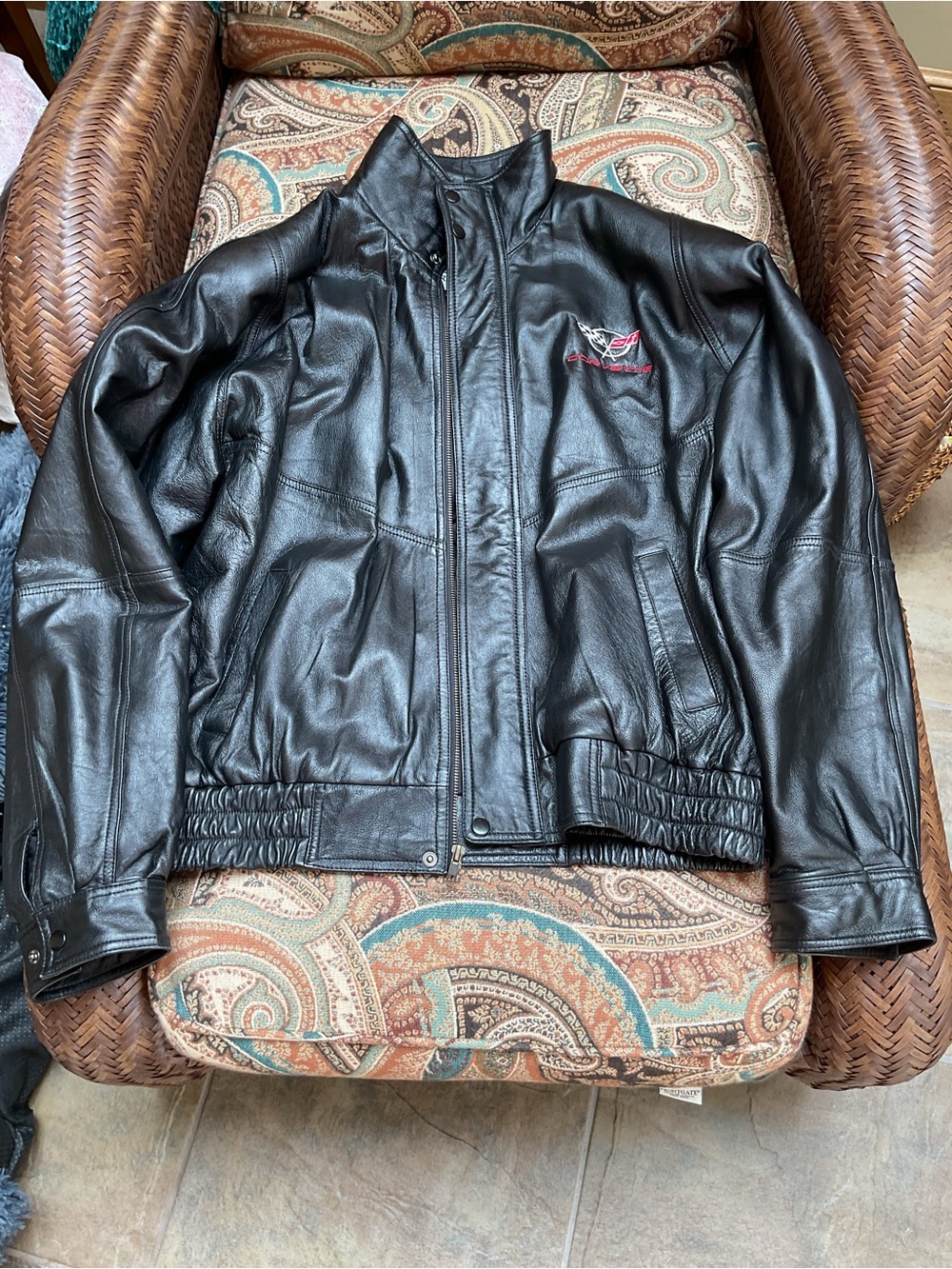 Burk’s Bay men’s black leather CORVETTE jacket. EUC
